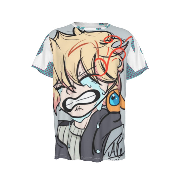 Men's VD Anime Dot Round Neck T-Shirt